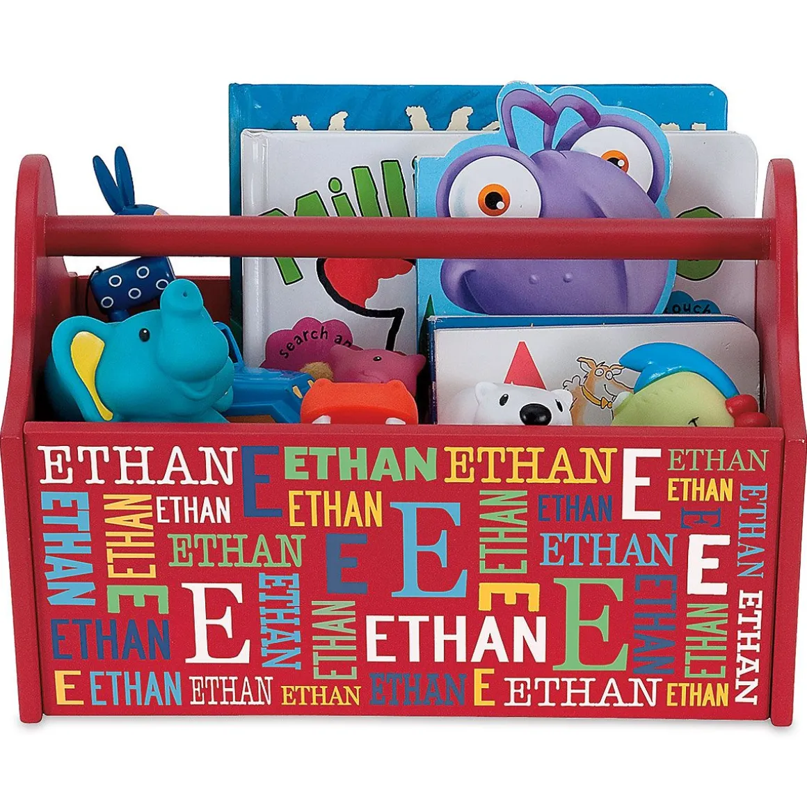 Red Personalized Initial and Name Toy Caddy