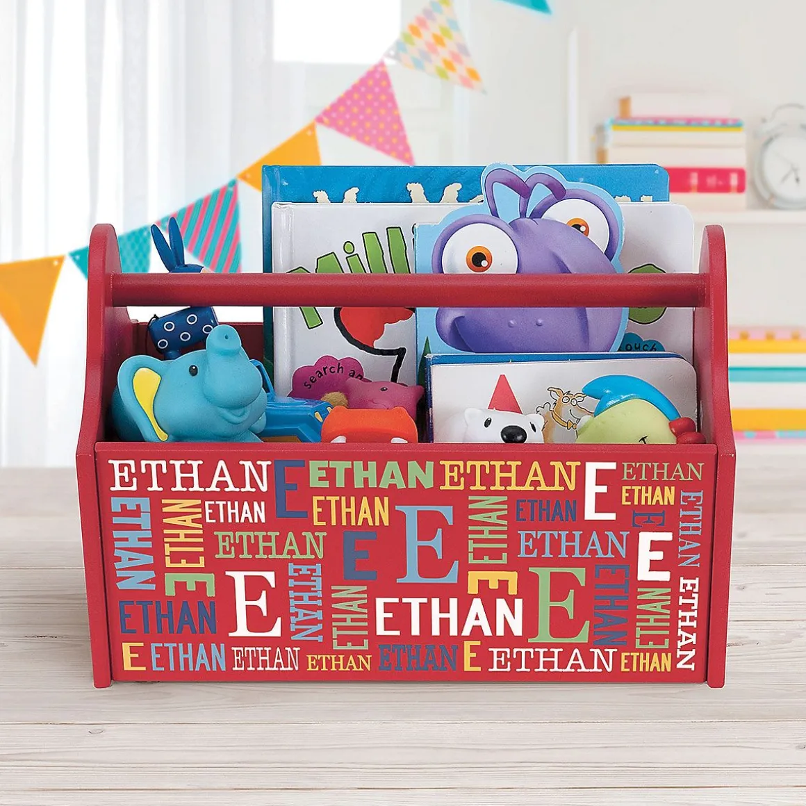 Red Personalized Initial and Name Toy Caddy