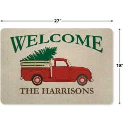 Red Truck Personalized Christmas Doormat