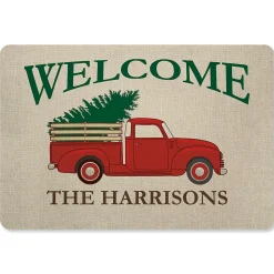 Red Truck Personalized Christmas Doormat