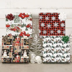 Red Truck & Snowmen Jumbo Rolled Gift Wrap