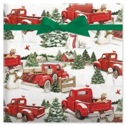 Red Truck & Snowmen Jumbo Rolled Gift Wrap