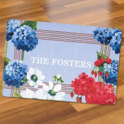 Red, White & Blooms Personalized Doormat