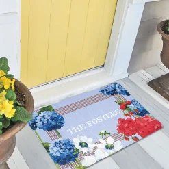 Red, White & Blooms Personalized Doormat