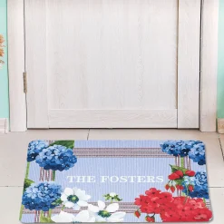 Red, White & Blooms Personalized Doormat