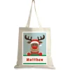 Reindeer Holiday Personalized Canvas Tote