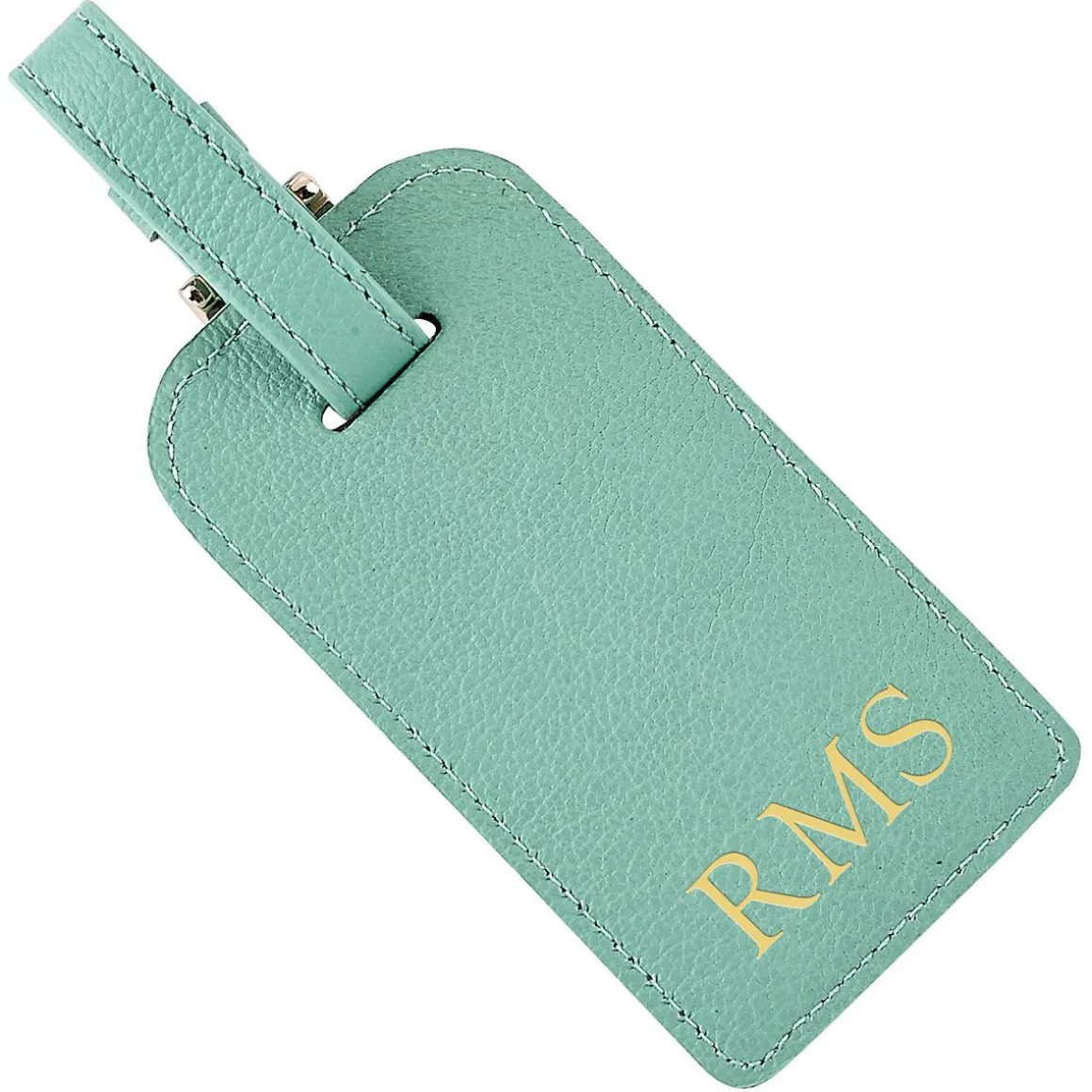 Robin's Egg Blue Leather Personalized Luggage Tag