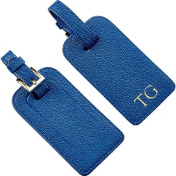 Royal Blue Leather Personalized Luggage Tag