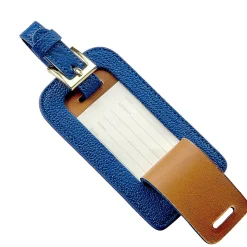 Royal Blue Leather Personalized Luggage Tag