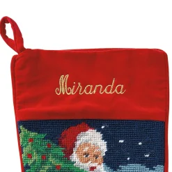 Santa Heirloom Needlepoint Personalized Christmas Stocking