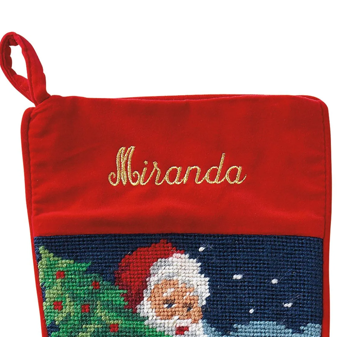 Santa Heirloom Needlepoint Personalized Christmas Stocking