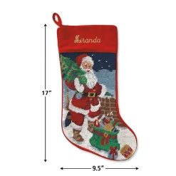 Santa Heirloom Needlepoint Personalized Christmas Stocking