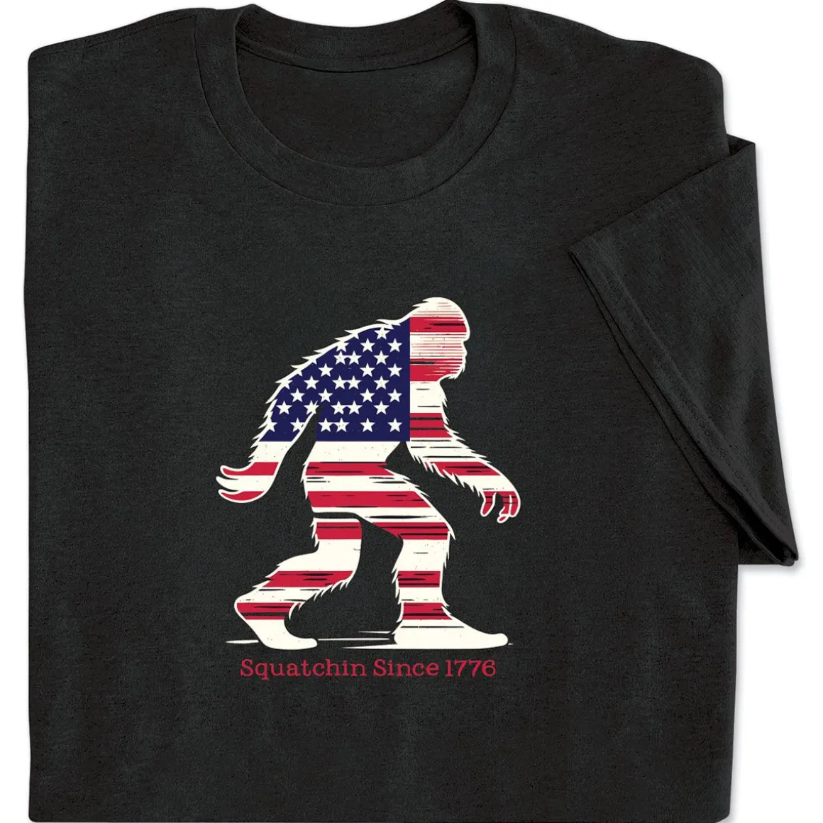 Sasquatch Outline Black Adult T-Shirt