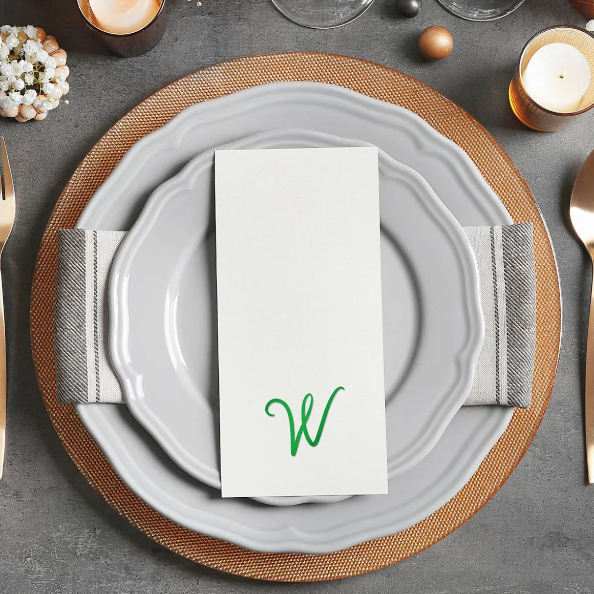 Script Initial Foil Stamped Disposable Hand Towels