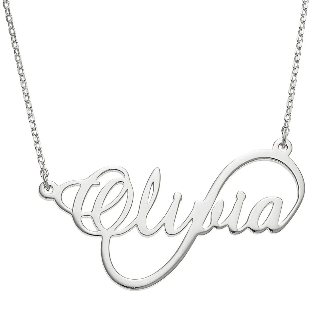 Script Name Sterling Silver Infinity Necklace
