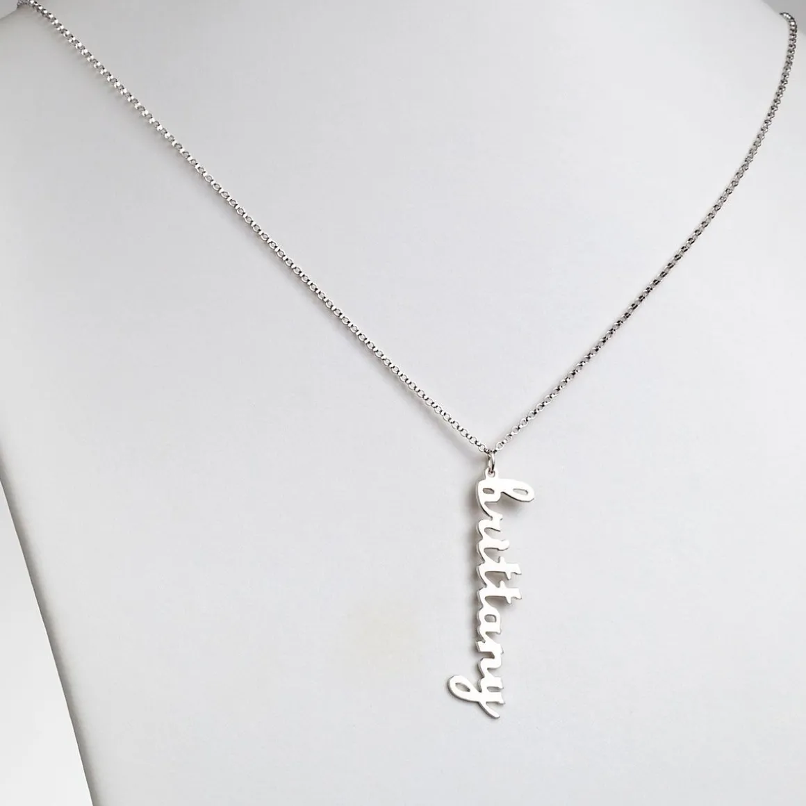 Script Name Sterling Silver Vertical Lowercase Necklace