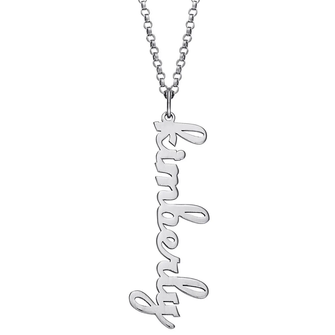 Script Name Sterling Silver Vertical Lowercase Necklace
