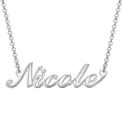 Script Name with Outline Sterling Silver Necklace