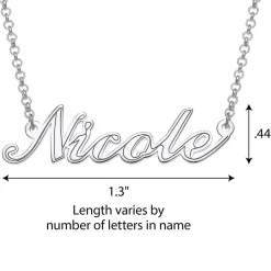 Script Name with Outline Sterling Silver Necklace