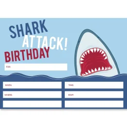 Shark Attack Birthday Fill In The Blank Invitations