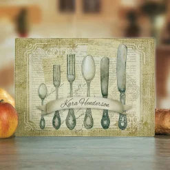 Silverware Personalized Glass Cutting Board