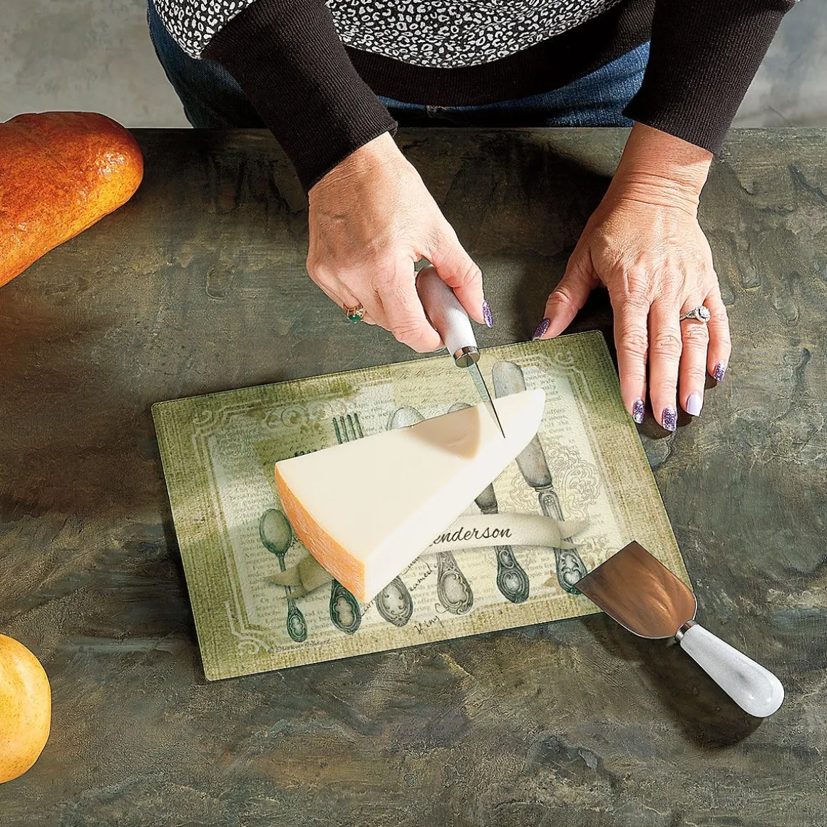 Silverware Personalized Glass Cutting Board