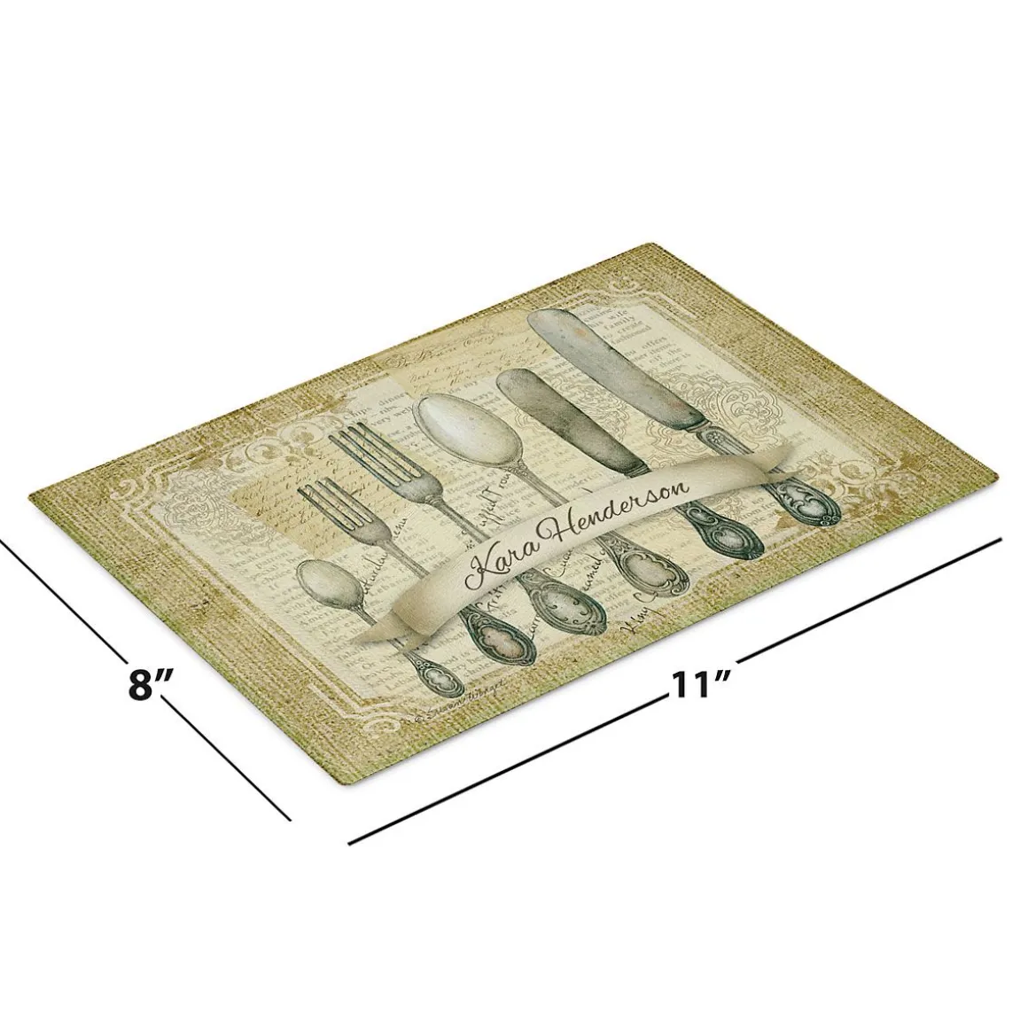 Silverware Personalized Glass Cutting Board