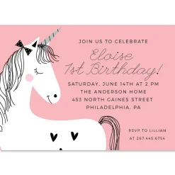 Simple Unicorn Birthday Personalized Invitations