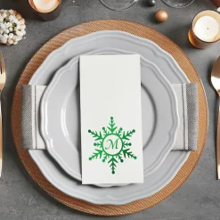 Snowflake Initial Foil Stamped Disposable Hand Towels