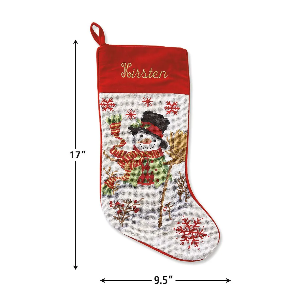 Snowman Heirloom Needlepoint Personalized Christmas Stocking