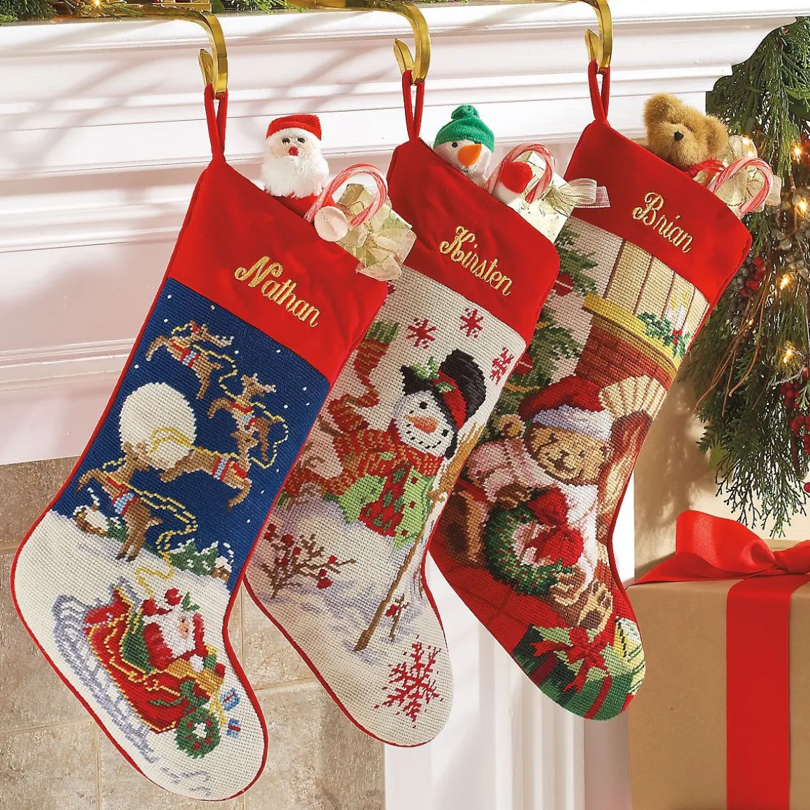 Snowman Heirloom Needlepoint Personalized Christmas Stocking