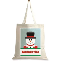 Snowman Holiday Personalized Canvas Tote