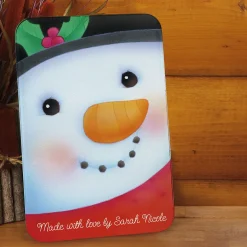 Snowman Personalized Glass Cutting Board