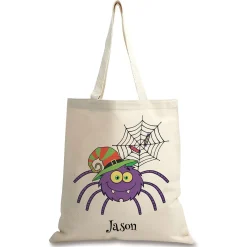 Spider Personalized Halloween Canvas Tote