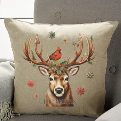 Stag with Cardinal Personalized Pillow