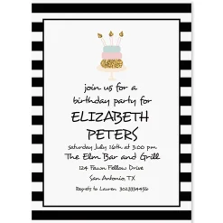Stripes with Cake Personalized Invitations