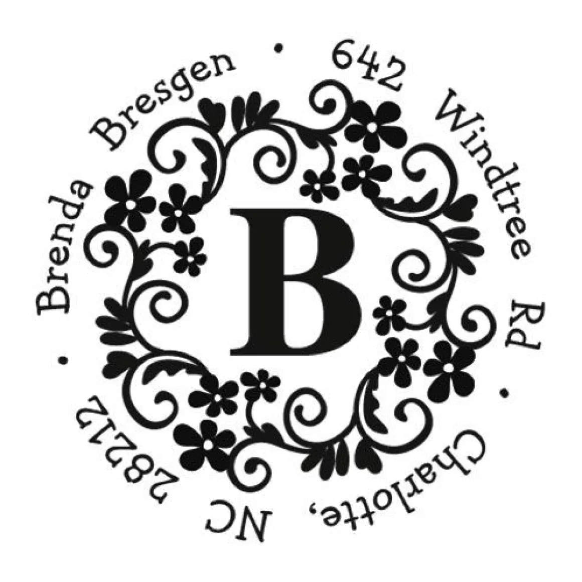 Swirl Initial Round Address Stamp