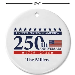 250th Anniversary Personalized Round Ornament