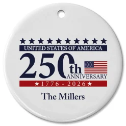 250th Anniversary Personalized Round Ornament