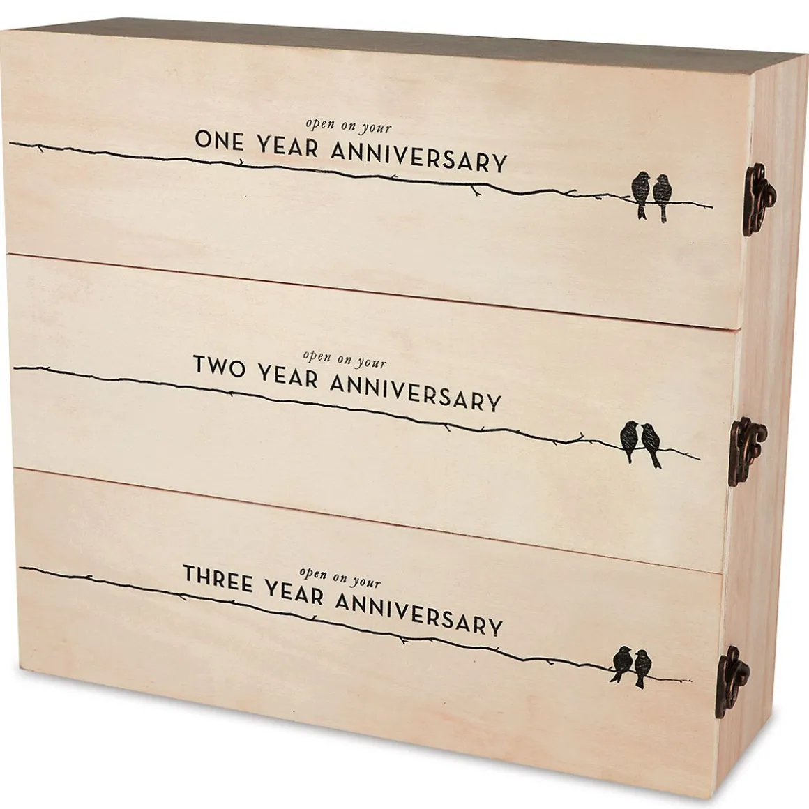 3-Tiered Newlywed's Anniversary Wood Wine Box