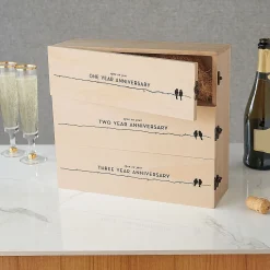 3-Tiered Newlywed's Anniversary Wood Wine Box