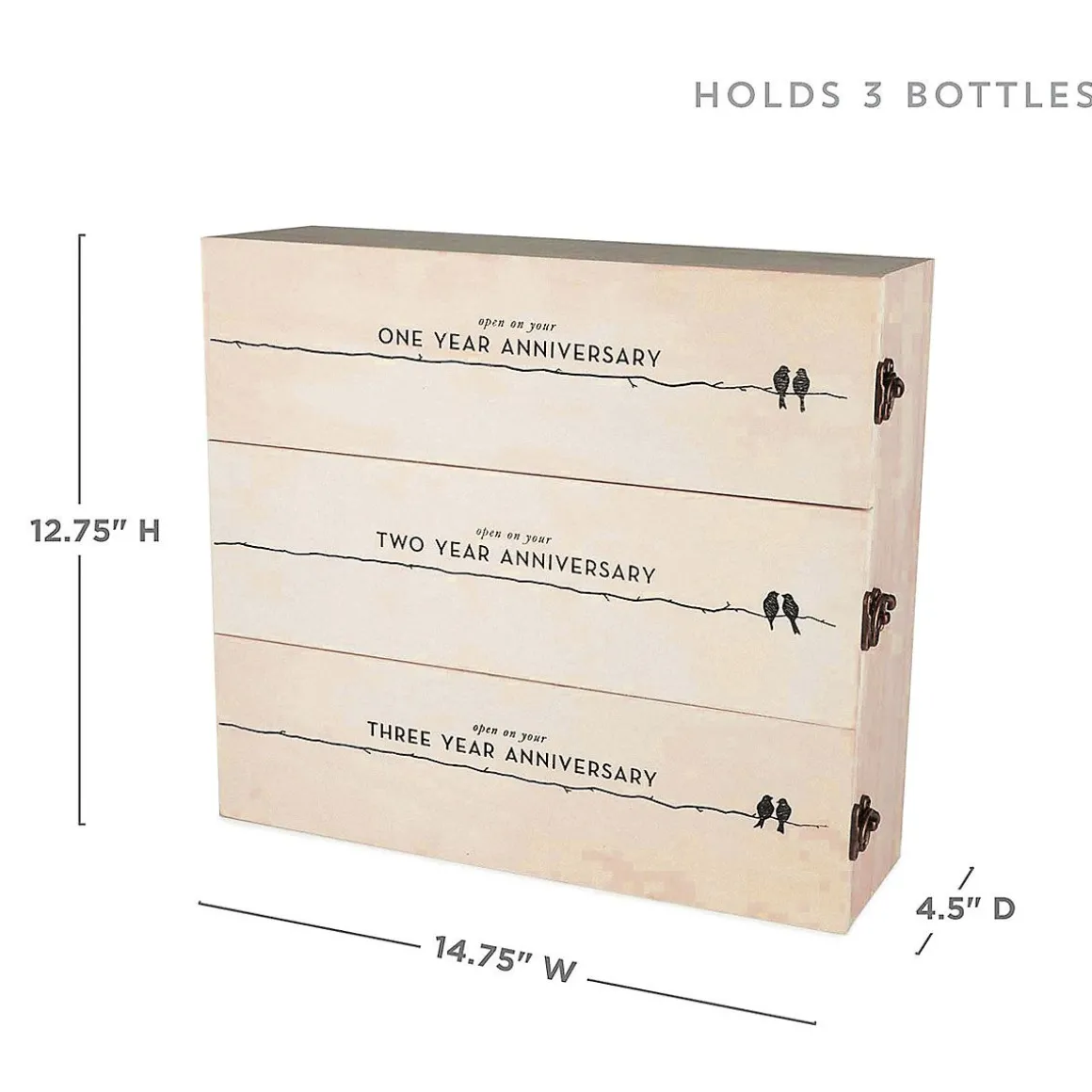 3-Tiered Newlywed's Anniversary Wood Wine Box