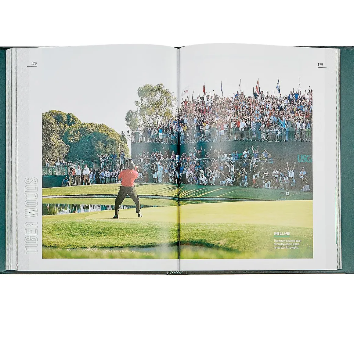 Tiger Woods Personalized Green Leather-Bound Book