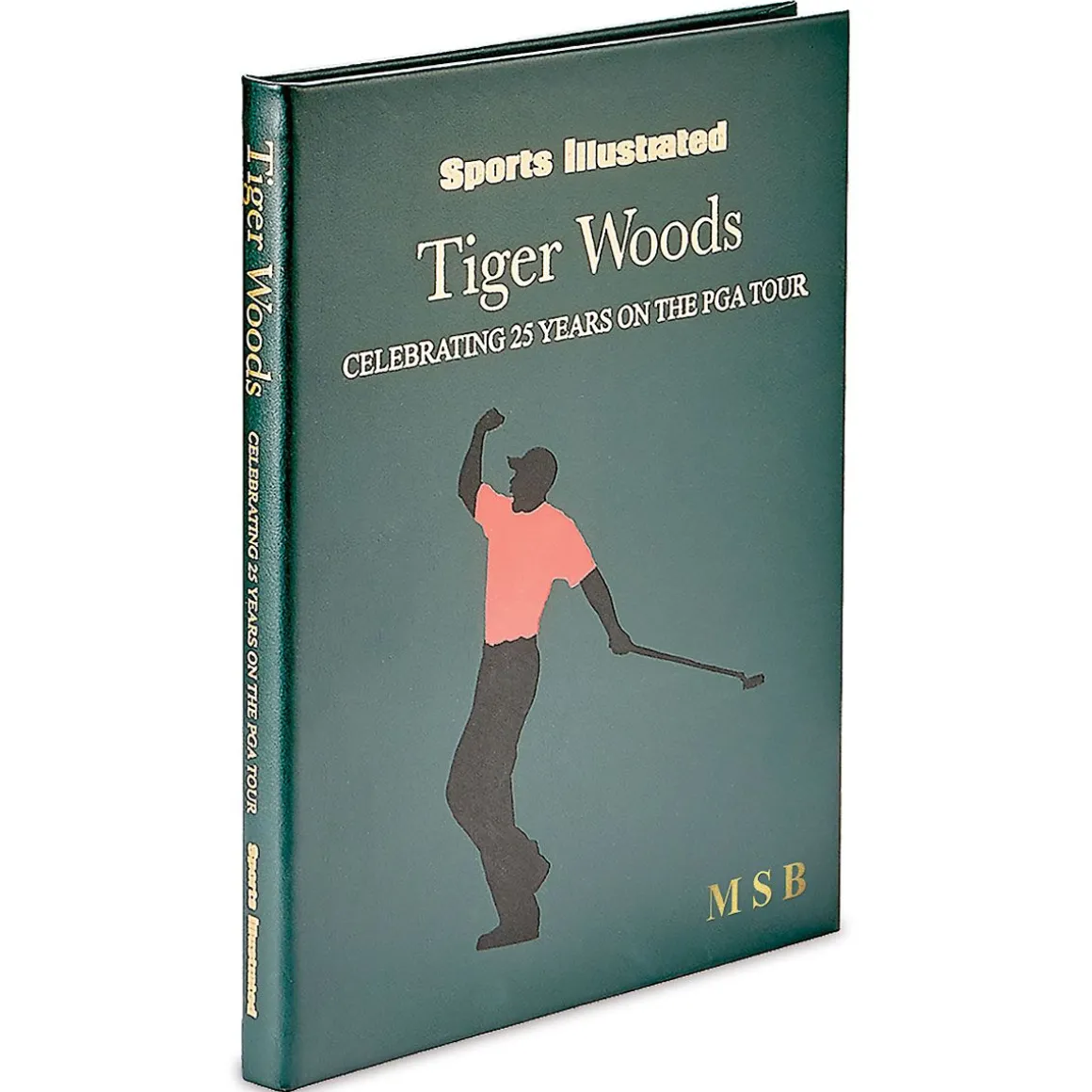 Tiger Woods Personalized Green Leather-Bound Book