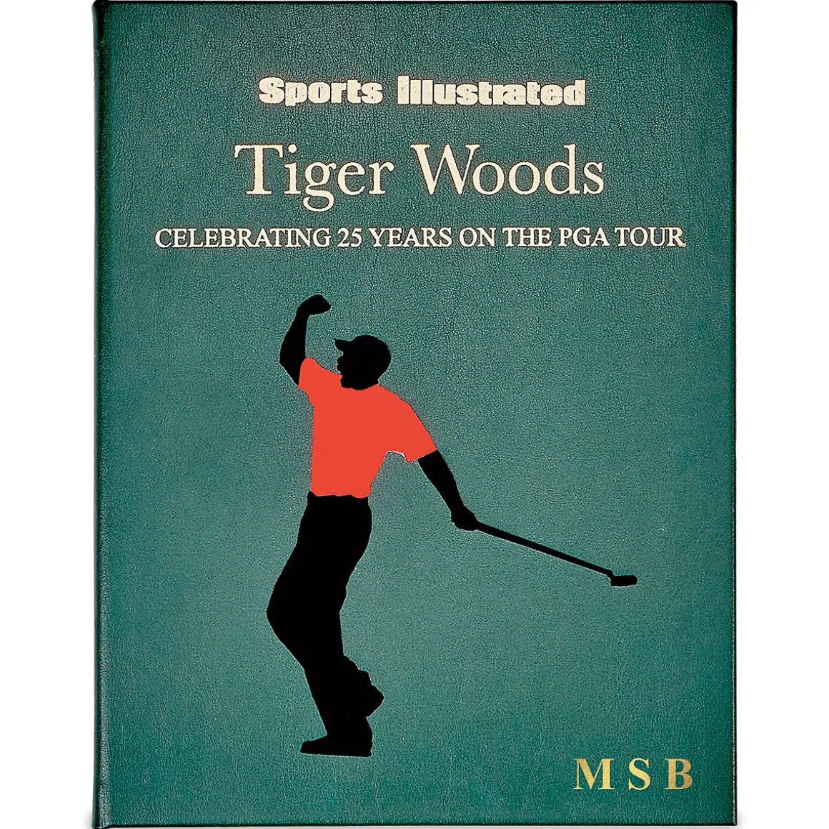 Tiger Woods Personalized Green Leather-Bound Book