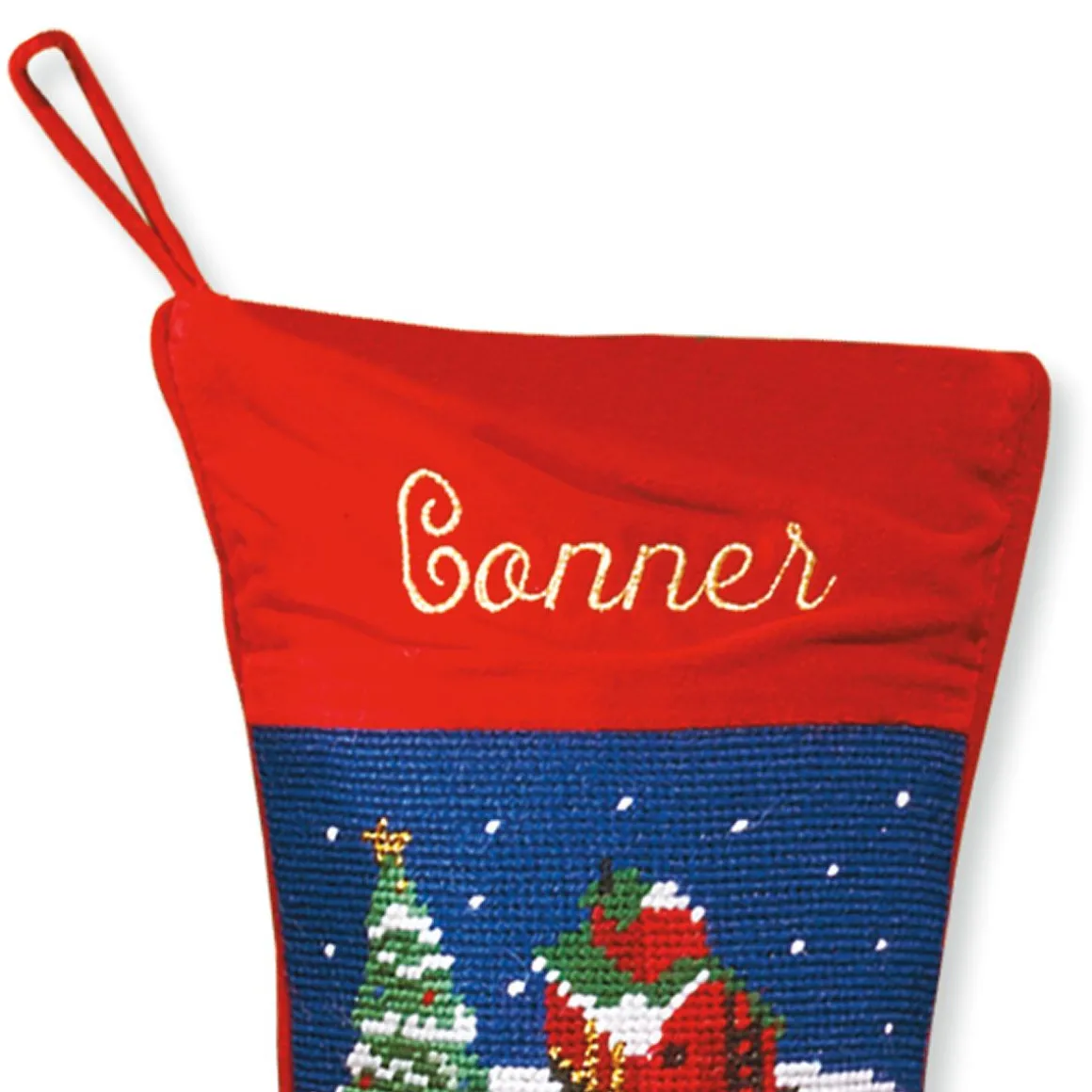 Train Heirloom Needlepoint Personalized Christmas Stocking