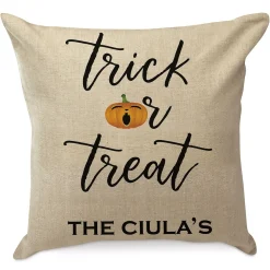 Trick or Treat Personalized Pillow by Designer Jillian Yee-Pham
