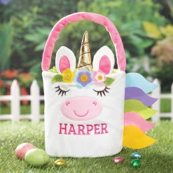 Unicorn Personalized Plush Easter Basket