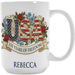 USA Floral Personalized Mug