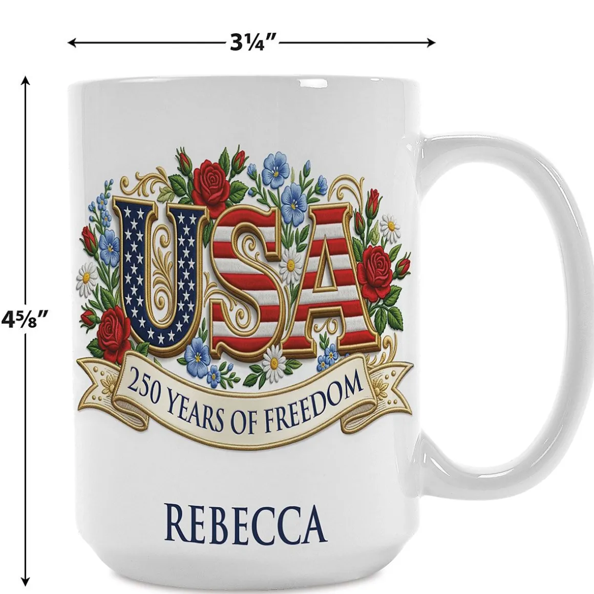 USA Floral Personalized Mug